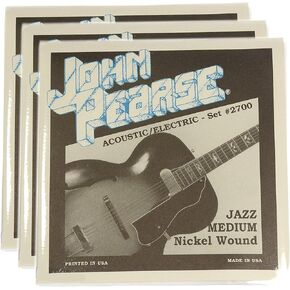John Pearse Electric Strings Pure Nickel Jazz Medium 12-52 (3 Pack Bundle)
