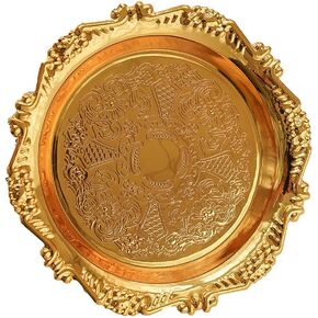 2pcs Gold Metal Jewelry Tray Plate Round Candle Organizer Tray Dish for Candle Jewelry Candy Ring Necklace Home Decor Dish Organizer for Girls Women Wedding Birthdays Xmas