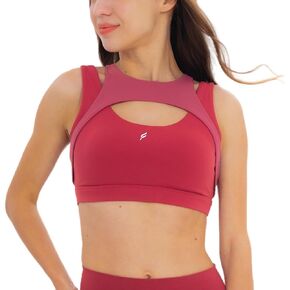 Sports Bra for Women,Double Racerback Sports Bras Medium Support,Yoga Bra with Removable Cups,for Yoga and Running