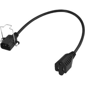 سلك محول طاقة للكمبيوتر من KUNCAN - 1FT 10A SVT 18AWG، موصل C14 قابل للقفل مع معدن مضاد للفك، IEC-320-C14 إلى NEMA 5-15R كابل تمديد الطاقة لخادم UPS PDU، حزمة واحدة باللون الأسود in Kuwait