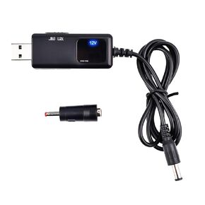 Aideepen USB إلى كابل DC، DC 5V إلى 9V 12V Boost Converter Cable 5.5x2.1mm 3.5x1.35mm 5V USB ذكر DC موصل شحن برميل جاك كابل الطاقة أسود مع شاشة LED in Kuwait
