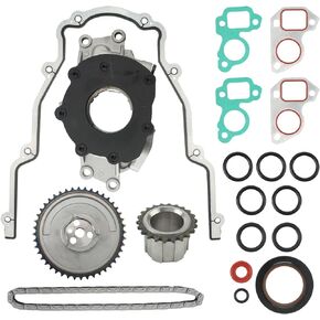 AUTOKAY M295 High Volume Oil Pump Kit Timing Chain and Gaskets Balancer Bolt Set Compatible with Silverado Avalanche Sierra 4.8L 5.3L 5.7L 6.0L 1997-2004 LS1 LS2 Engines