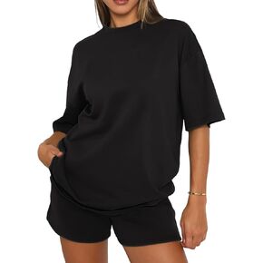 FUPHINE Women Two Piece Shorts Set Summer Lounge Sets Loose T-Shirt & Shorts Tracksuits Outfits with Pockets