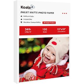 Koala Thin Inkjet Paper 13x19 Inches Matte Paper 100 Sheets 6.5Mil Compatible with Inkjet Printer