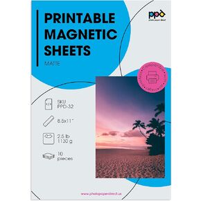 PPD 10 Sheets Printable Inkjet Magnetic Sheets Matte Finish Premium 11mil Thick Photo Paper Quality, Instant Dry and Water-Resistant 8.5x11 (PPD-32-10)