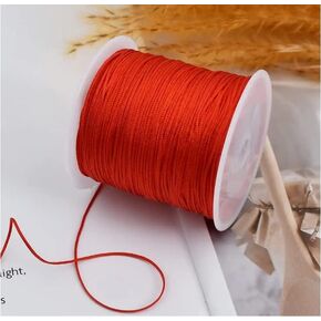0.8mm Nylon Cord, 100M x 0.8mm Nylon Chinese Knot Cord Rattail Macrame Shamballa Thread (Red)