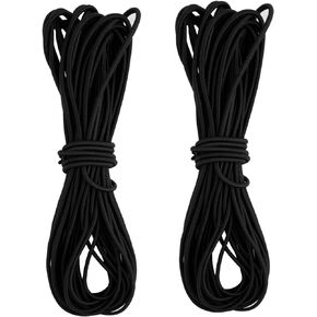 1/8 Inch (3mm) 20 Yards Heavy Stretch Round String Elastic Cord, Black String Cord Stretch Elastic String Cord Rope for DIY Crafting Sewing