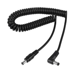 RIIEYOCA Coiled DC 5.5mm x 2.1mm Power Cord,90 Degree DC 5.5mm x 2.1mm Male to Straight Male Plug Power Adapter Cable，Stretched up to 1.5M(1pack)