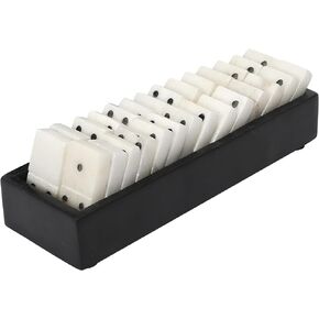 Creative Co-Op Handmade Alabaster Dominos in Soapstone Tray, Black and White Decorative Accents, 9" L x 3" W x 3" H, Multicolor