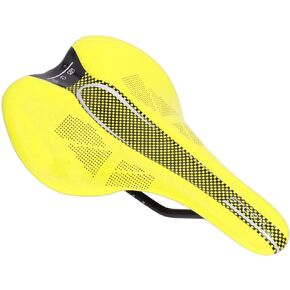 Bike Saddle,Microfiber Leather Ultralight Bike Seat Cushion Soft Comfortable Bike Seat Bike Accessory for Road Mountain Bike(Yellow)