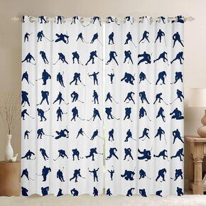 Erosebridal Ice Hockey Curtains 76"X54" Hockey Player Window Curtains for Kids Boys Girls Teens Juvenile Sports Game Window Treatment Ball Competitive Games Draperies Winter Sports Bedroom Decor