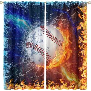 Basketball Curtains Sports Theme Starry Sky Design Polyester Fabric Window Treatments for Kids Boys Teens Bedroom Living Room Child Window Drapes 2 Panels Set,Total Size 42" x 45" in Kuwait