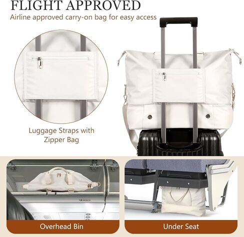 Travel Duffle Bag for Women, BAHIWOM Weekender Bag with Shoe Compartment and Wet Pocket, Carry on Overnight Bag with Toiletry & Cosmetic Bag, Tote Gym Bag for Travel, Yoga, Sports(Beige) in Kuwait