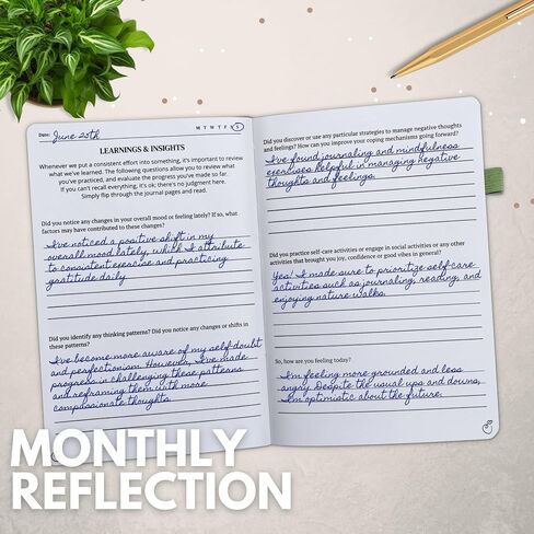 Life & Apples Tune-in Journal: Mental Health Journal for Anxiety and Stress Relief - Cultivate Positivity and Self-Care - Guided Anxiety Journal with Prompts, Rose Gold in Kuwait