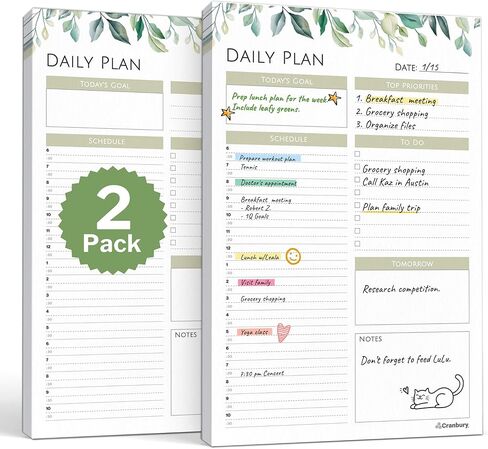 CRANBURY Tear-Off Weekly Planner Notepad - (8.5x11, Colorful) 54 Pages, Large Weekly Planner Pad, Undated Weekly Planning Pad with To Do List, Week of, Notes, plus Matching Note Pad in Kuwait