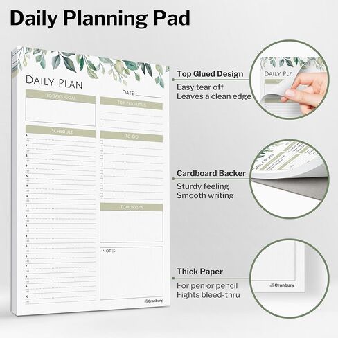 CRANBURY Tear-Off Weekly Planner Notepad - (8.5x11, Colorful) 54 Pages, Large Weekly Planner Pad, Undated Weekly Planning Pad with To Do List, Week of, Notes, plus Matching Note Pad in Kuwait