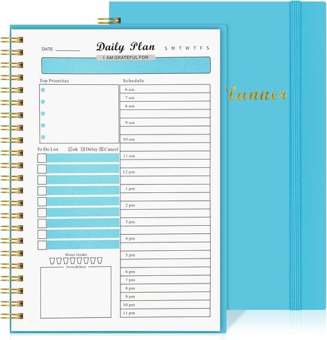 Joyberg Daily Planner 87 ورقة غير مؤرخة، 8.3 بوصة × 5.7 بوصة للقيام بقائمة دفتر ملاحظات بسلك مزدوج، دفتر مخطط A5 كل ساعة، دفتر يومية لتتبع عادات المفكرة للاجتماعات والمواعيد in Kuwait