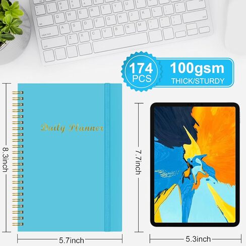 Joyberg Daily Planner 87 ورقة غير مؤرخة، 8.3 بوصة × 5.7 بوصة للقيام بقائمة دفتر ملاحظات بسلك مزدوج، دفتر مخطط A5 كل ساعة، دفتر يومية لتتبع عادات المفكرة للاجتماعات والمواعيد in Kuwait