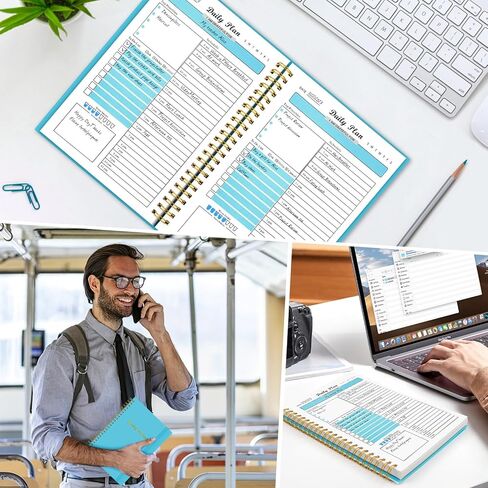 Joyberg Daily Planner 87 ورقة غير مؤرخة، 8.3 بوصة × 5.7 بوصة للقيام بقائمة دفتر ملاحظات بسلك مزدوج، دفتر مخطط A5 كل ساعة، دفتر يومية لتتبع عادات المفكرة للاجتماعات والمواعيد in Kuwait