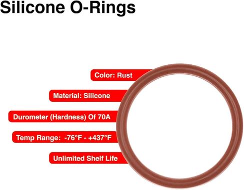 329 Silicone O-Ring, 70A Durometer, Red, 2" ID, 2-3/8" OD, 3/16" Width (Pack of 10) in Saudi Arabia