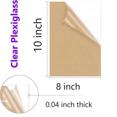 Acrylic Sheets 8x10, 0.04" Thick Clear Plastic Plexiglass Sheets for Picture Frames, Signs, Art Projects, DIY Crafts, Glass Replacement (Pack of 5) in Saudi Arabia