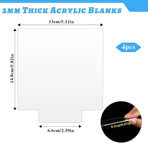 4Pcs Acrylic Sheets for Light Base,Clear Cast Board, 0.08"(2mm) Plastic Glass Panel for LED Light Base,Sign, DIY Display Project(Rectangle) in Saudi Arabia