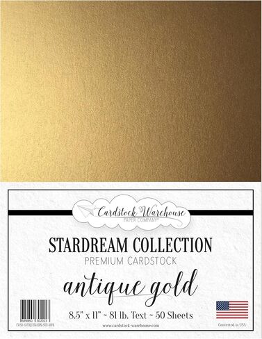 Cardstock Warehouse Stardream Antique Gold/Dark Gold - 8.5 x 11" - 81 Lb. Lightweight Text Paper / 120 Gsm Pearlescent Multi-Use Text Paper - 50 Sheets in Kuwait