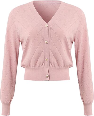 سترة نسائية ربيعية كاجوال بأكمام طويلة ومفتوحة من الأمام ورقبة على شكل حرف V وزر سترة صوفية منقوشة in Kuwait