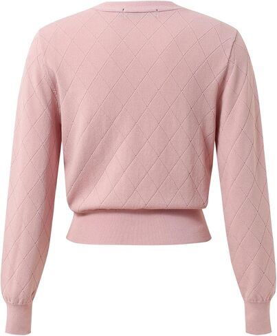 سترة نسائية ربيعية كاجوال بأكمام طويلة ومفتوحة من الأمام ورقبة على شكل حرف V وزر سترة صوفية منقوشة in Kuwait