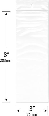 Plymor Zipper Reclosable Plastic Bags, 2 Mil with Hang-Hole, 3" x 8" (Pack of 100) in Saudi Arabia
