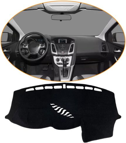 غطاء لوحة سيارة فورد فوكس 2012-2018 داش ماتس وسادة حماية الظل (سجادة ممتازة، أسود) in Kuwait