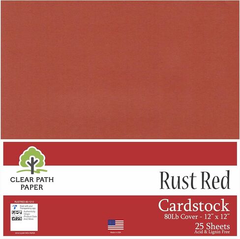 Clear Path Paper - Rust Red Cardstock - 12 x 12 inch - 80Lb Cover - 25 Sheets in Saudi Arabia
