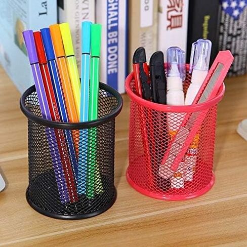 Pen Holder Mesh Pencil Holder for Desk Office Pen Organizer- Medium Sized Metal Pen Cup Pencil Cup, 4 Pack + 2 Pack Bonus, 6 Pack in Kuwait