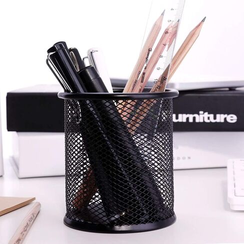 Pen Holder Mesh Pencil Holder for Desk Office Pen Organizer- Medium Sized Metal Pen Cup Pencil Cup, 4 Pack + 2 Pack Bonus, 6 Pack in Saudi Arabia