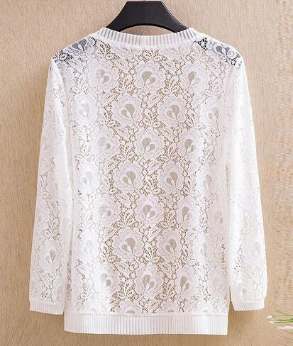 Femiserah Women's Long Sleeve Open Front Floral Lace Mesh Cardigan in Saudi Arabia
