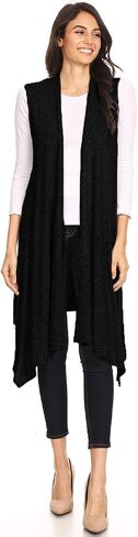 Anna-Kaci Brushed Lightweight Open Front Draped Sleeveless Cardigan Long Vest in Saudi Arabia