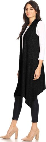 Anna-Kaci Brushed Lightweight Open Front Draped Sleeveless Cardigan Long Vest in Saudi Arabia