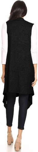 Anna-Kaci Brushed Lightweight Open Front Draped Sleeveless Cardigan Long Vest in Saudi Arabia