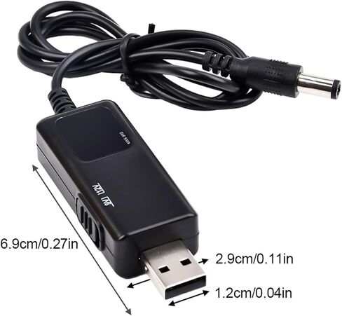 Aideepen USB إلى كابل DC، DC 5V إلى 9V 12V Boost Converter Cable 5.5x2.1mm 3.5x1.35mm 5V USB ذكر DC موصل شحن برميل جاك كابل الطاقة أسود مع شاشة LED in Kuwait