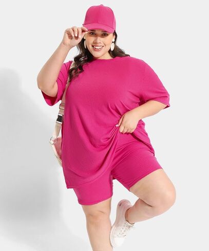 Ritera Womens Plus Size 2 Piece Outfits Summer Short Sets Lounge Set Tops & Shorts Track Suit Matching Set XL-5XL in Saudi Arabia