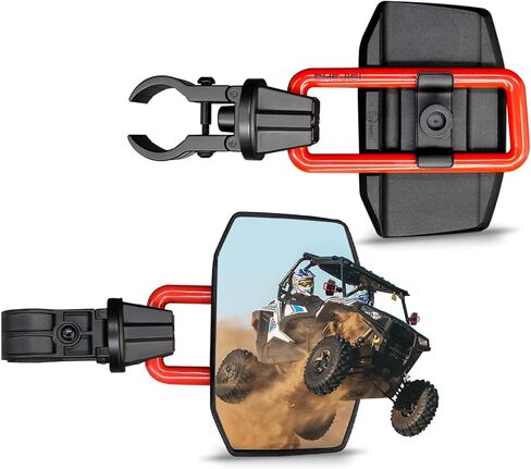 UTV Side Mirrors for 1.65"-2" Roll Cage, Aluminum Solid Bracket, 2023 New UTV Mirrors, Adjustable Satisfactory Viewing Angle Compatible with Polaris RZR, Can Am X3, Kawasaki Mule, Honda Pioneer SXS in Kuwait