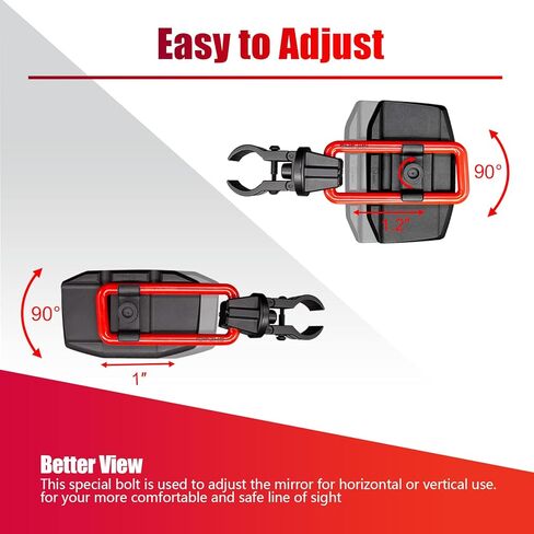 UTV Side Mirrors for 1.65"-2" Roll Cage, Aluminum Solid Bracket, 2023 New UTV Mirrors, Adjustable Satisfactory Viewing Angle Compatible with Polaris RZR, Can Am X3, Kawasaki Mule, Honda Pioneer SXS in Kuwait