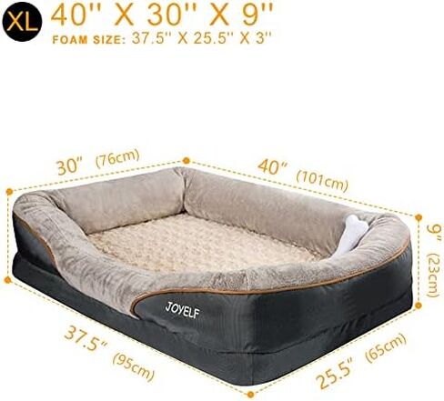 سرير للكلاب من إسفنج الذاكرة مقاس X-Large من JOYELF، سرير للكلاب لتقويم العظام وأريكة مع غطاء قابل للإزالة والغسل للكلاب الكبيرة in Kuwait