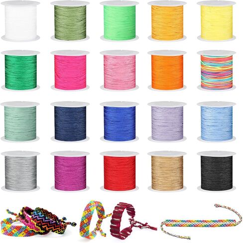 Nylon String for Bracelets, 20 Rolls Chinese Knotting Cord, 0.8MM 437 Yard Nylon Beading String Thread for Kumihimo, Braided Bracelets, Beading,Necklaces, Macrame Craft in Saudi Arabia