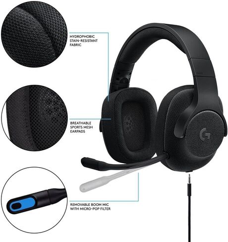 سماعة الألعاب السلكية Logitech G433 7.1 مع سماعة رأس DTS: X 7.1 محيطي للكمبيوتر الشخصي، PS4، PS4 PRO، Xbox One، Xbox One S، Nintendo Switch - أسود (متجدد) in Saudi Arabia