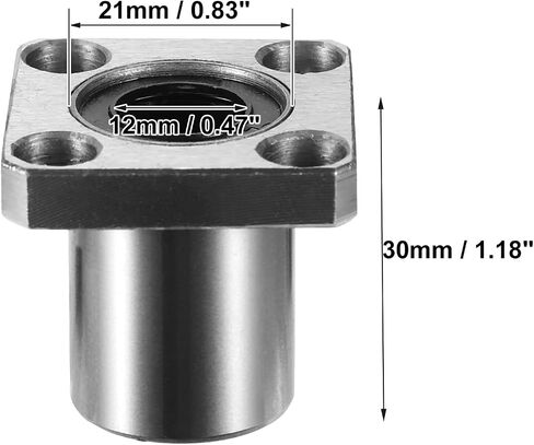 ACROPIX LMK12UU 12 مم IDx21mm ODx30 مم طول شفة مربعة محامل كروية خطية فضية اللون - عبوة من 2 in Saudi Arabia