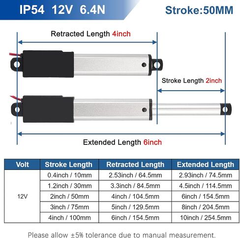 2 Inch 2" Stroke DC 12V Micro Linear Actuator 1.44lbs/6.4N Speed 6"/sec with Mounting Brackets,for Robotics, Home Automation in Saudi Arabia