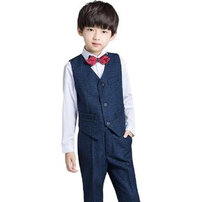 Boys Suit Formal Kids Wedding Outfit 3 Piece Slim Fit Boys Suit Vest Pants Shirt Set with Tie in Kuwait
