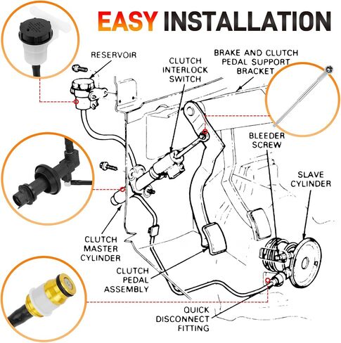 Pre-Filled Clutch Master Cylinder Slave Cylinder and Line Assembly Compatible with Ford Ranger 2.3L 2.5L 3.0L 4.0L Explorer 4.0L Mazda B2300 B2500 B3000 B4000 Navajo Pickup Replace#CC649032 PM0720 in Saudi Arabia