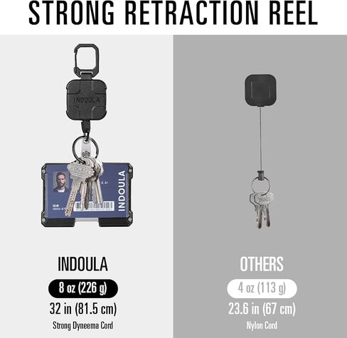 سلسلة مفاتيح قابلة للسحب مع ألياف الكربون، حامل شارة قابل للسحب عالي التحمل، بكرة شارة الهوية مع سلك قابل للسحب 81.28 سم، 8 أونصة. in Kuwait